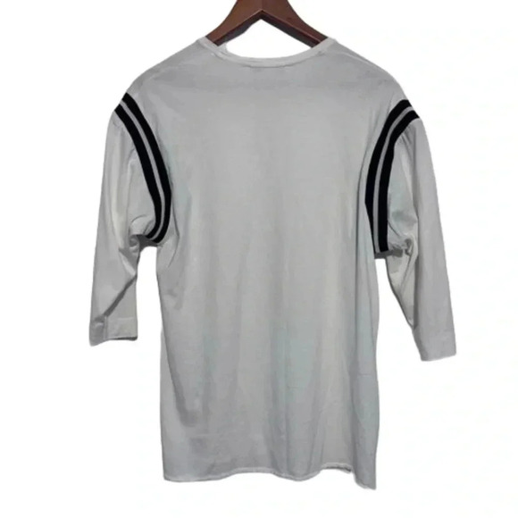 ACNE STUDIOS Minerva Cotton Tee Long 3/4 Sleeve White Black Strip Basic Medium - Picture 4 of 6
